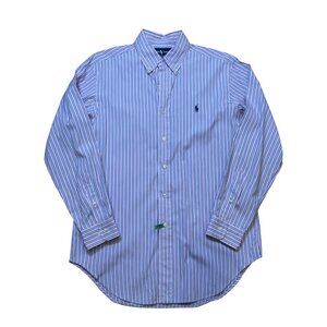 90s Ralph Lauren Mens Cotton Button Down Striped Shirt Pink Blue White 32/33